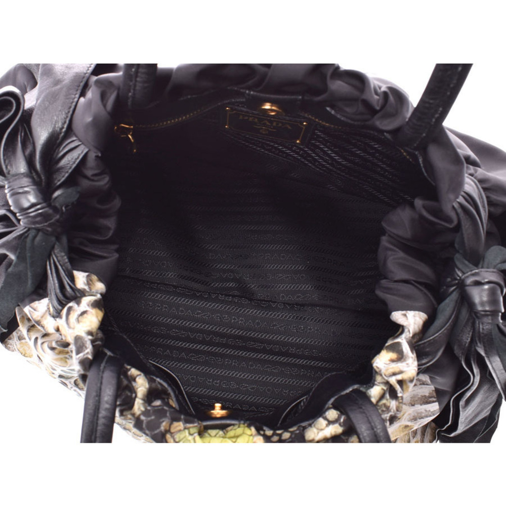 Prada Tote Bag Black Python Nylon Nappa - image 8